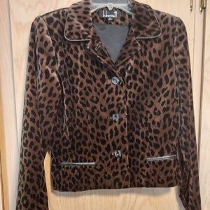 Bennet Cropped Leppard Velour Jacket, sz.6
